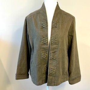 Alfred Dunner Women’s 10P Open Front Blazer/Jacket- Khaki Green